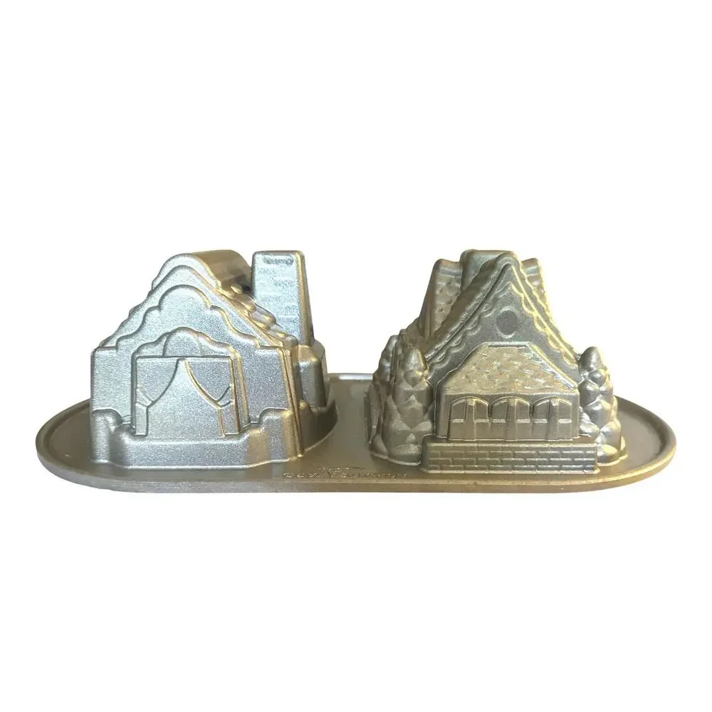 New Nordic Ware Gingerbread House Christmas Cake Mold Bundt Pan Duet 5Cup Heavy